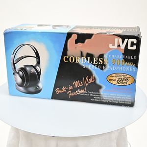 JVC Cordless Rechargeable Full Size Stereo Headphones RF 900 Mhz - New